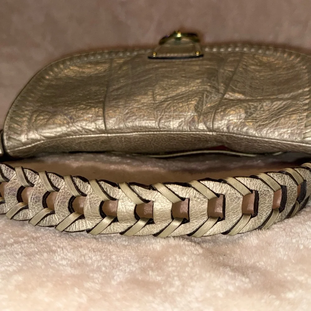 Rare Coach Metallic Whipstitch Leather Convertible Shoulder Bag in Platinum GUC - Picture 10 of 14